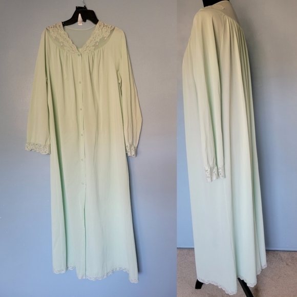 Green Cottagecore Victorian Nightgown Slip Dress - Picture 2 of 10